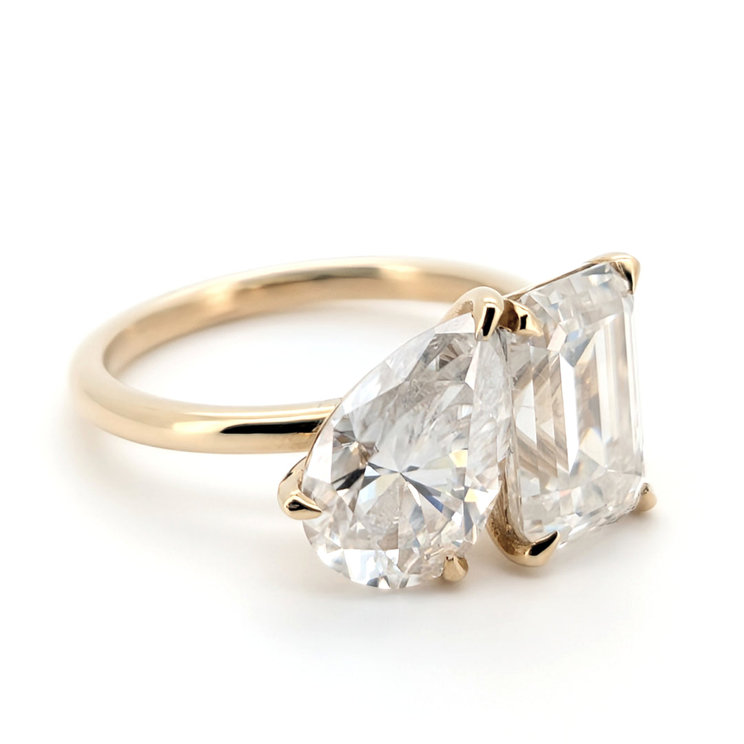 Amara – Bague Moissanite Toi et Moi Romance Sentimentale