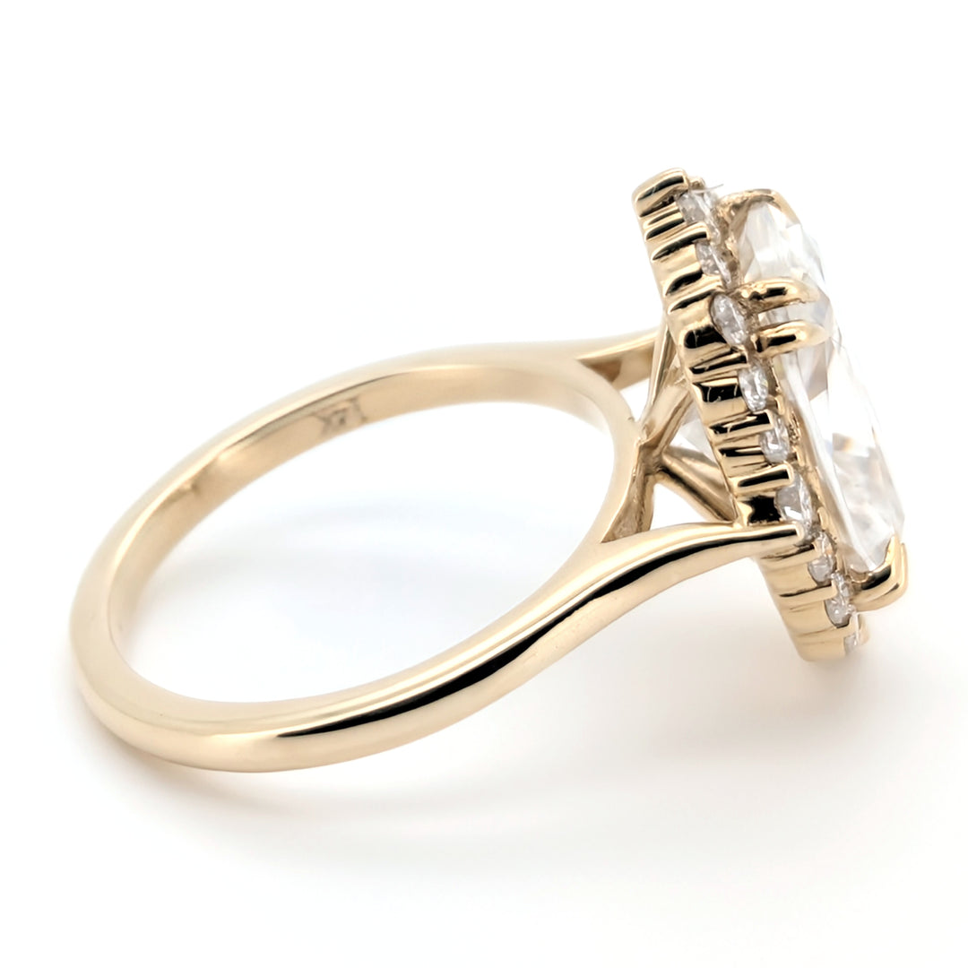 Renaissance - Vintage Charm Cushion Cut Halo Moissanite Ring