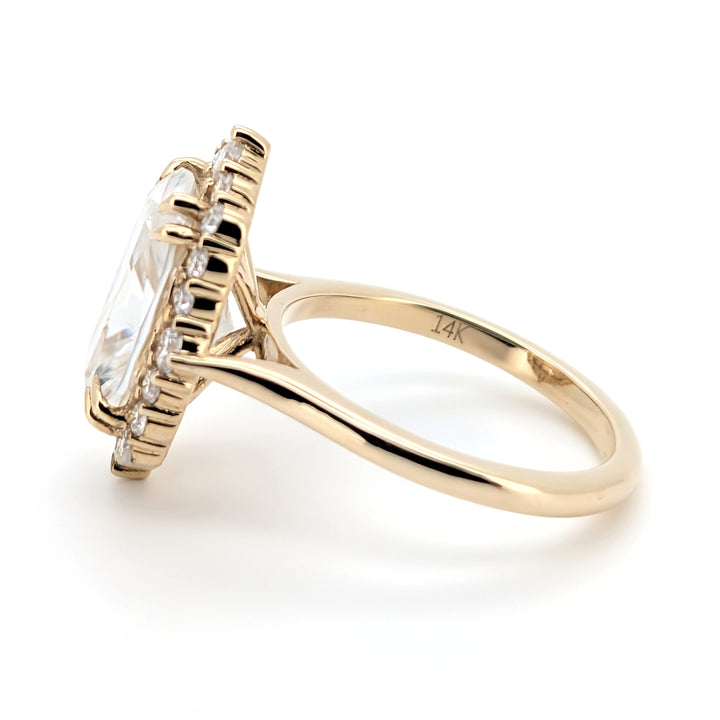 Renaissance - Vintage Charm Cushion Cut Halo Moissanite Ring