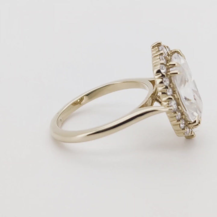 Renaissance - Vintage Charm Cushion Cut Halo Moissanite Ring